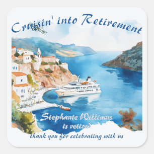 Retirement Party Cruising Destination Greece Square Sticker