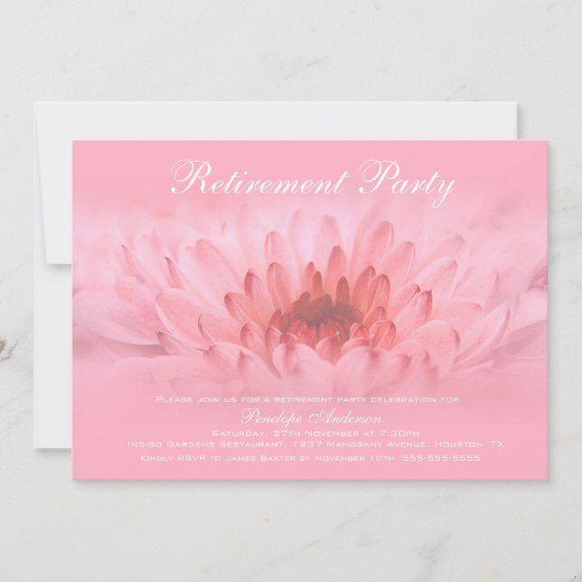 Retirement Party Elegant Pink Floral Invitation (Front)