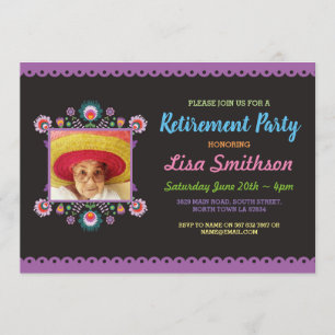 Retirement Party Fiesta Mexican Floral Photo Invitation