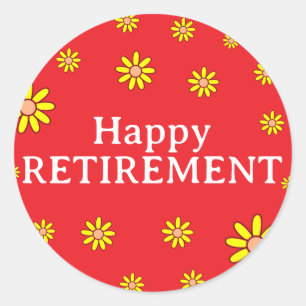 Retirement Party Floral Custom Text Classic Round Sticker