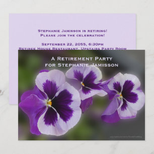 Retirement Party, Floral Pale Purple Flowers, Name Invitation