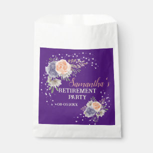 Retirement Party Floral Peony Rose Purple Favour Bag