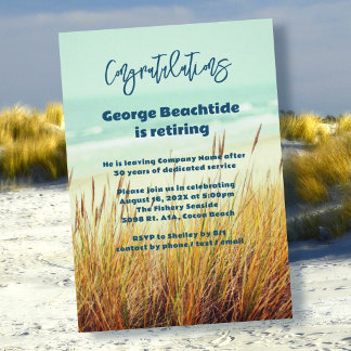 Retirement Party For Him Coastal Dune Grass Invitation
