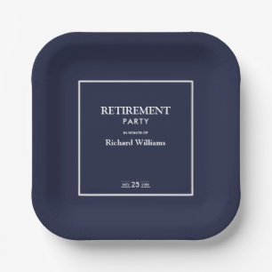 Retirement Party Formal Classic Blue White  Paper Plate