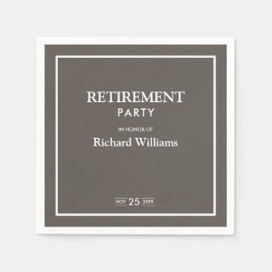 Retirement Party Formal Classic Grey White  Napkin