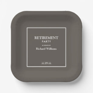 Retirement Party Formal Classic Grey White  Paper Plate