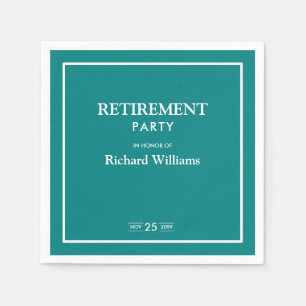 Retirement Party Formal Classic Teal White  Napkin