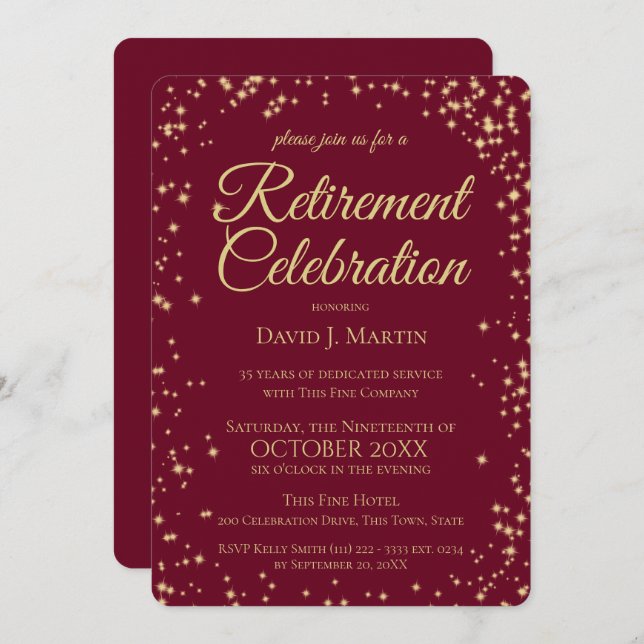 Retirement Party Formal Sparkle Corporate Invitation (Front/Back)