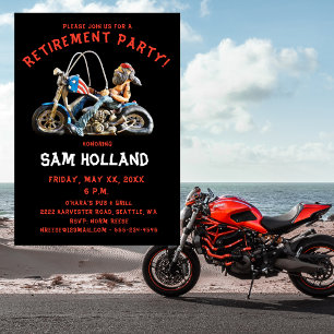 Retirement Party Funny Biker Motorcycle Invitation