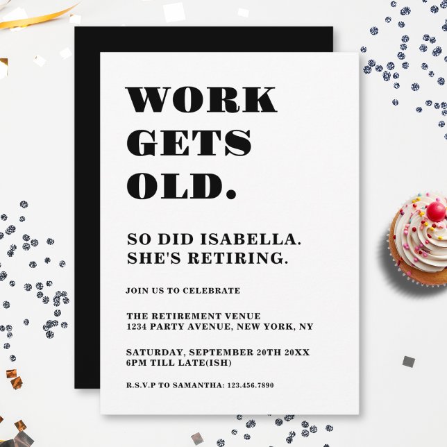 Retirement Party Funny Black & White Humourous Invitation (Creator Uploaded)