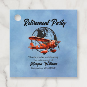 Retirement Party Globe Travel Plane Places Favour Tags