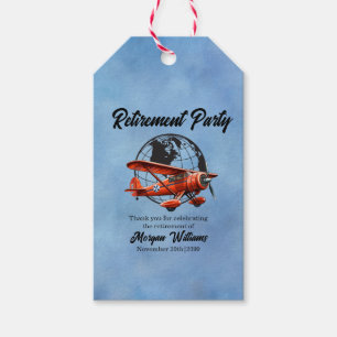 Retirement Party Globe Travel Plane Places Gift Tags
