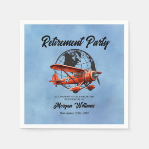 Retirement Party Globe Travel Plane Places Napkin