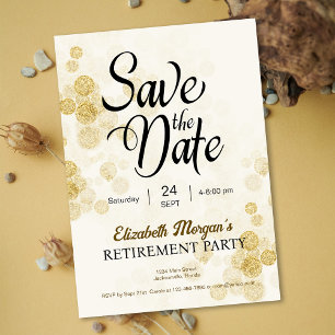 Retirement Party Gold Confetti Save the Date Invitation