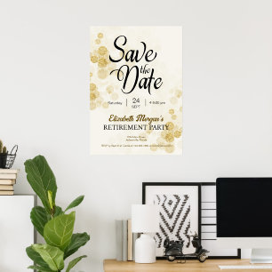 Retirement Party Gold Confetti Save the Date  Poster