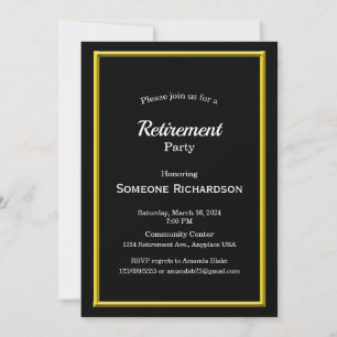 Retirement Party Gold Frame black Invitation