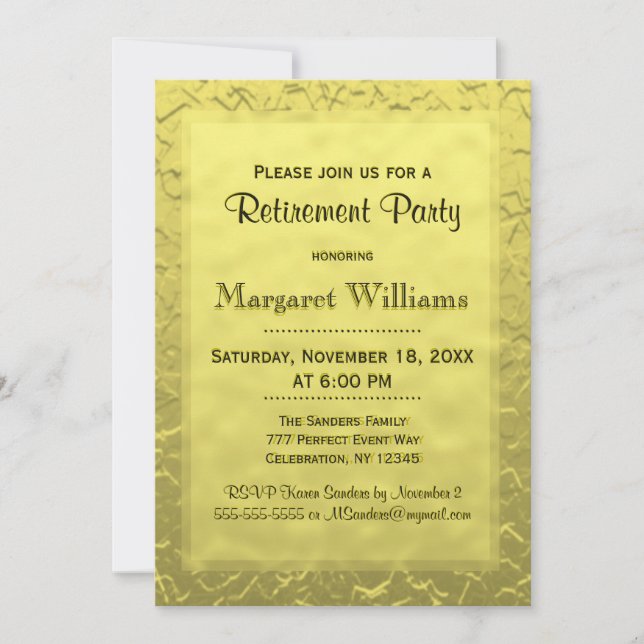 Retirement Party | Golden Ticket Invitation (Front)