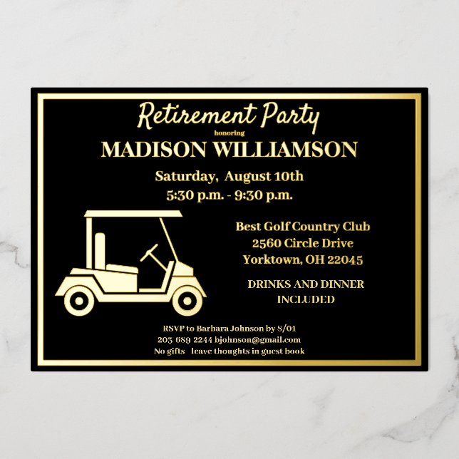 Retirement Party Golf Real Gold   (Front)