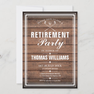 Retirement Party Golf Rustic Wood Panels Invitation
