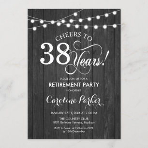 Retirement Party - Gray Rustic Wood Pattern Invitation