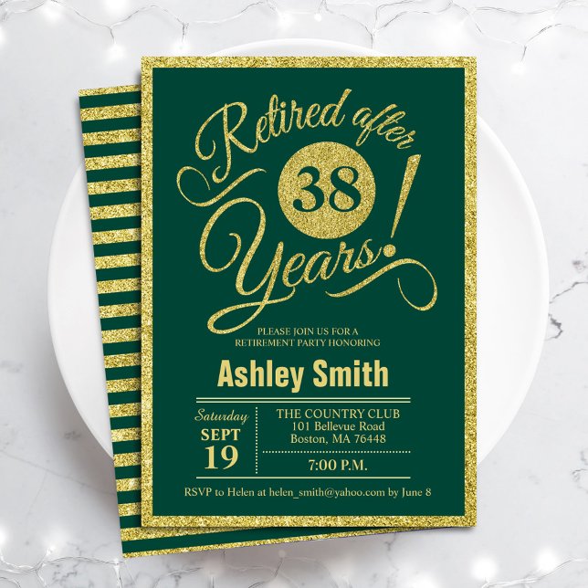 Retirement Party - Green Gold Invitation (Creator Uploaded)