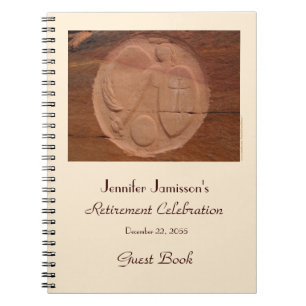 Retirement Party Guest Book, Angel in Rocks, Cross Notebook