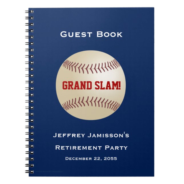 Retirement Party Guest Book, Baseball, Grand Slam Notebook (Front)