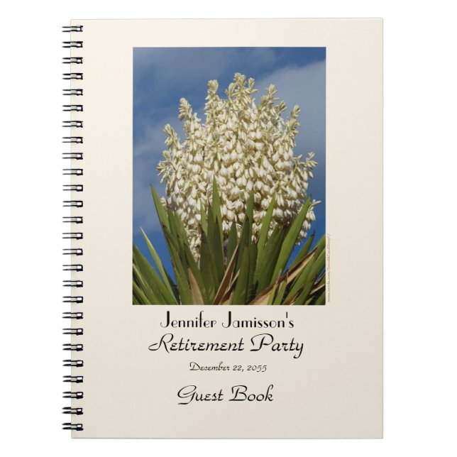 Retirement Party Guest Book, Blooming Yucca Notebook (Front)