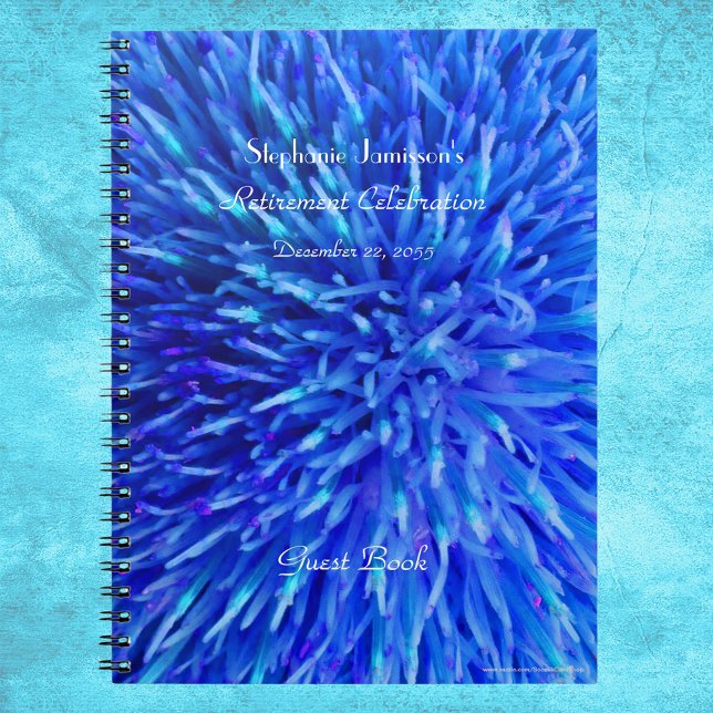 Retirement Party Guest Book, Blue Abstract Floral  Notebook (Creator Uploaded)