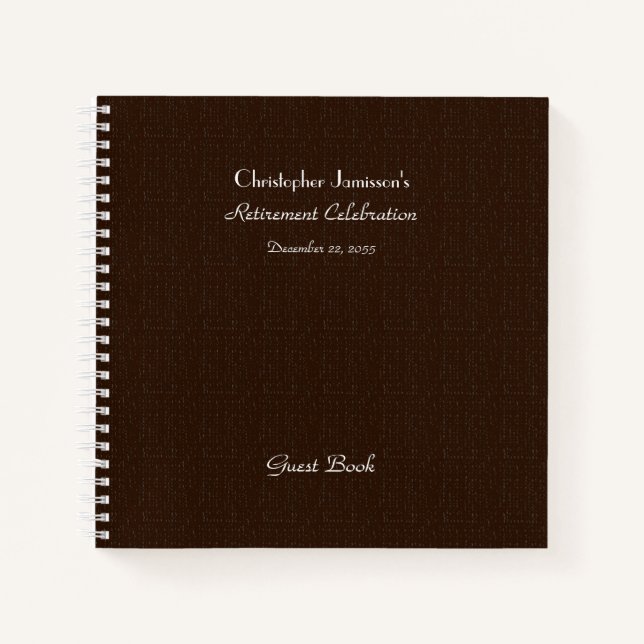 Retirement Party Guest Book, Faux Textured Burlap Notebook (Front)