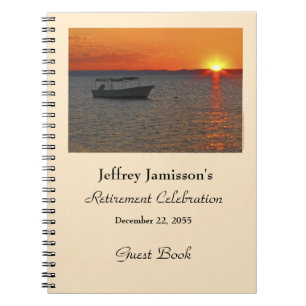 Retirement Party Guest Book, Fishing Boat Notebook