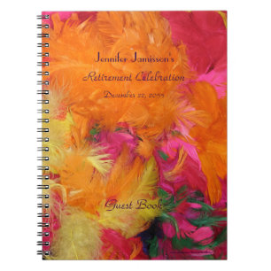 Retirement Party Guest Book, Orange Feathers Notebook