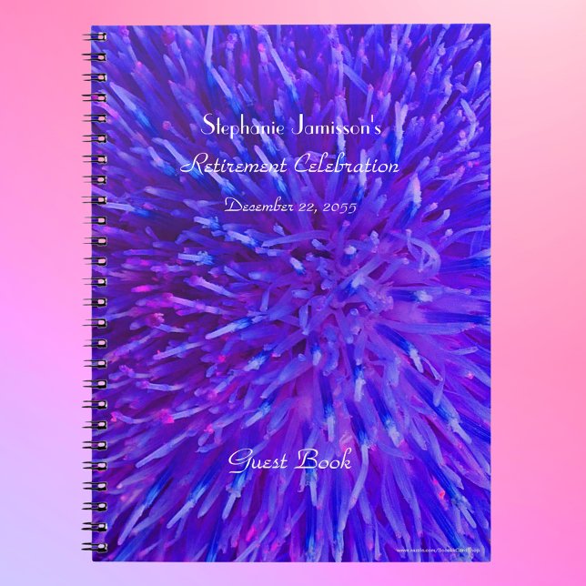 Retirement Party Guest Book Purple Abstract Floral (Creator Uploaded)