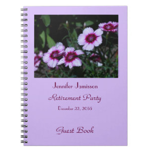 Retirement Party Guest Book, Purple Flowers Notebook
