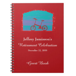 Retirement Party Guest Book, Red Bicycle Notebook