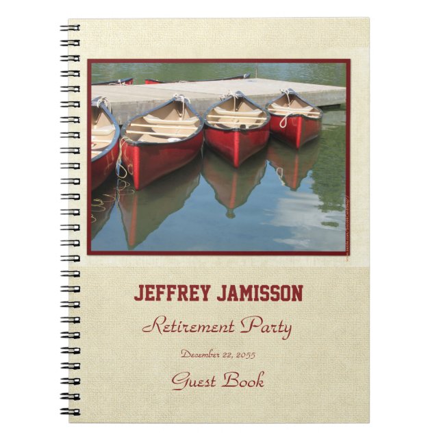 Retirement Party Guest Book, Red Canoes Notebook (Front)