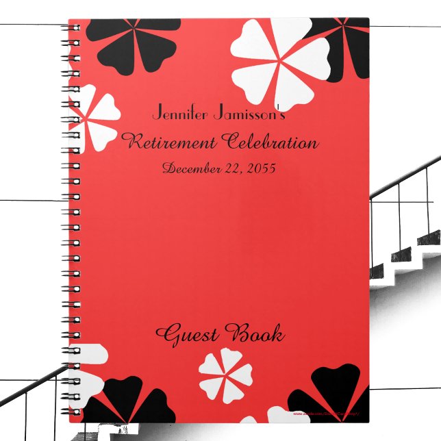 Retirement Party Guest Book, Red Floral Notebook (Creator Uploaded)