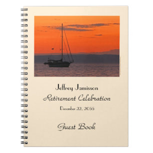 Retirement Party Guest Book, Sailboat at Sunset Notebook