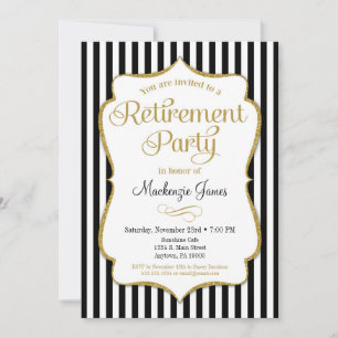 Retirement Party Invitation Black Gold Elegant