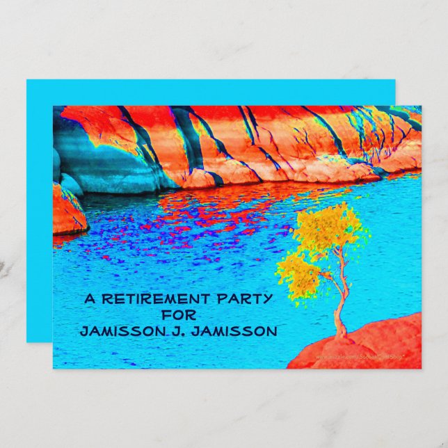 Retirement Party Invitation, Colourful Landscape Invitation (Front/Back)