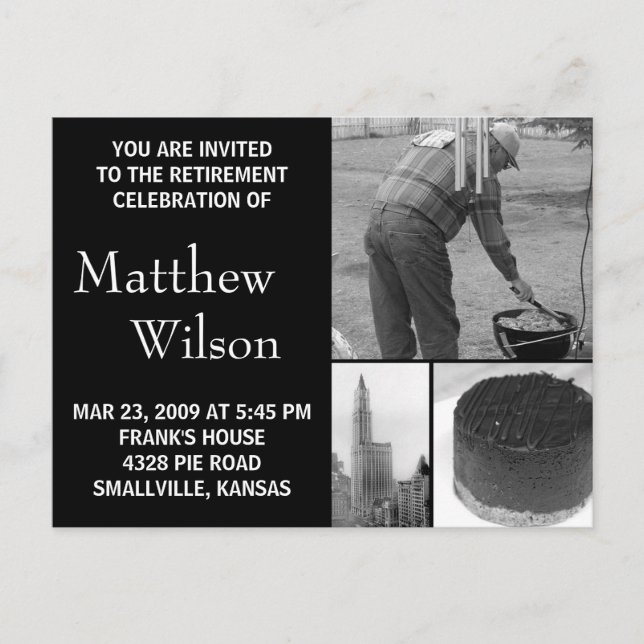 Retirement Party Invitation Customisable Photo Postcard (Front)