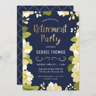 Retirement Party Invitation, Customise w/ Gold Invitation