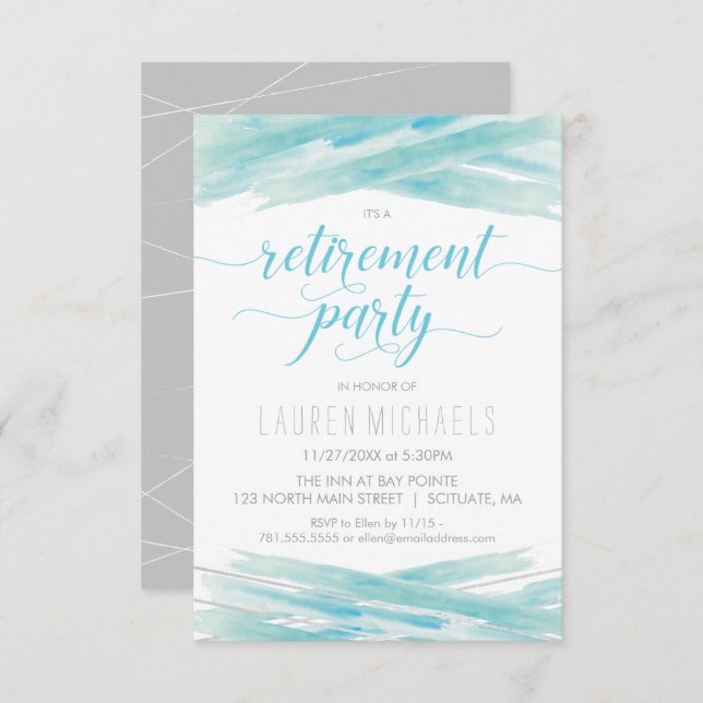 Retirement Party Invitation - Elegant Small Invite (Front/Back)