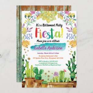 Retirement party invitation fiesta with cactus