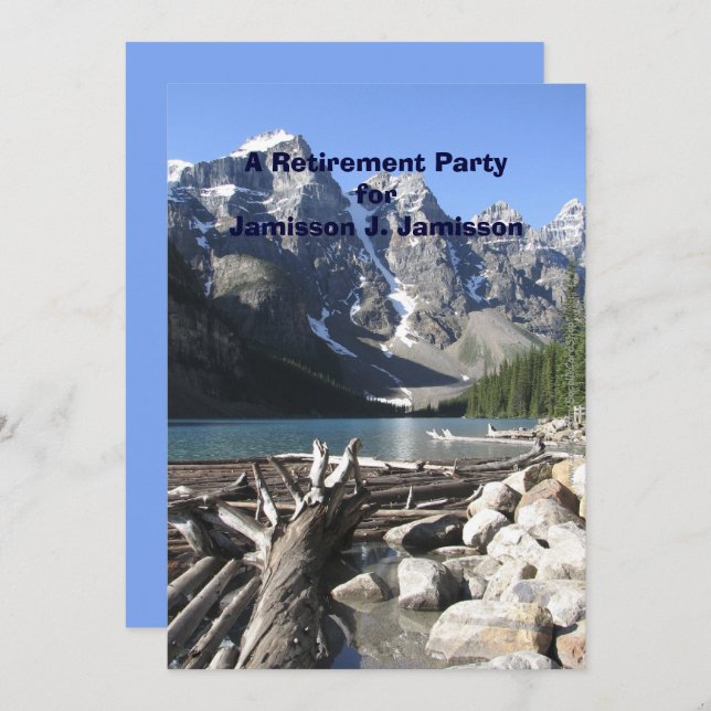 Retirement Party Invitation, Mountains Driftwood Invitation (Front/Back)