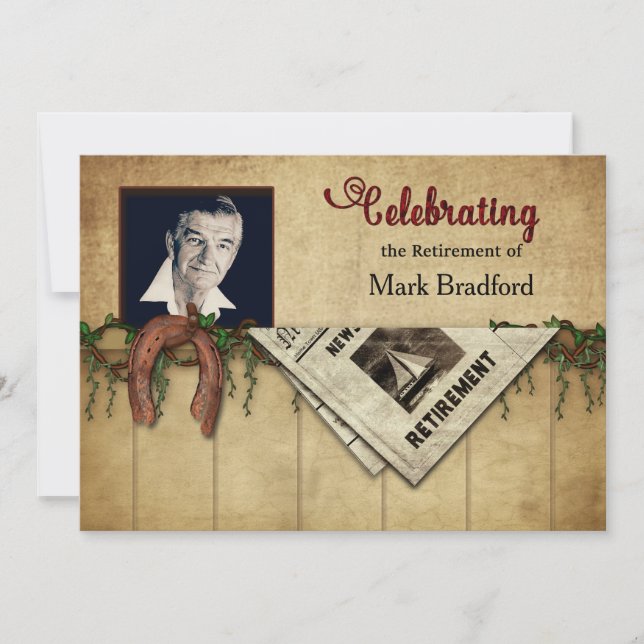 Retirement Party Invitation, Photo, Horse Shoes Invitation (Front)