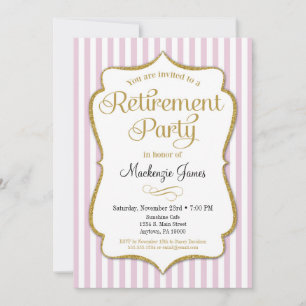 Retirement Party Invitation Pink Gold Elegant Lady