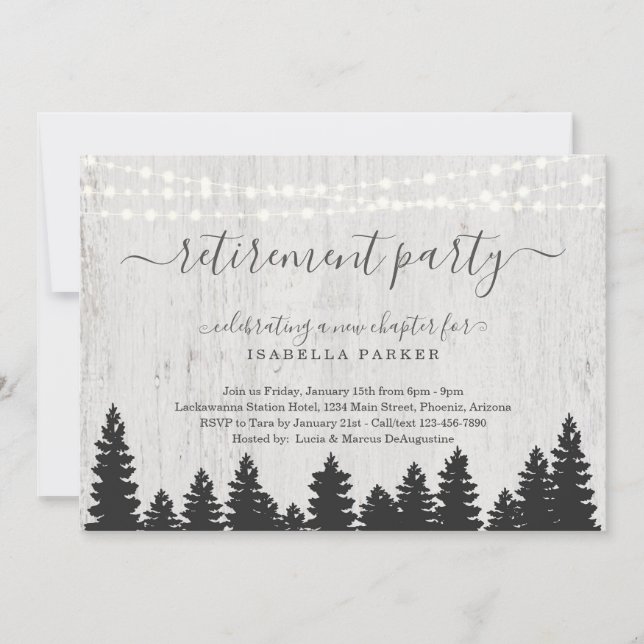Retirement Party Invitation | Rustic Winter (Front)