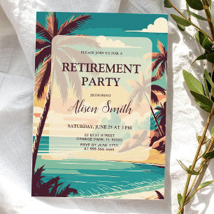 Retirement party invitation with tropical beach
