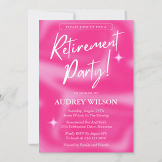 Retirement Party Invitations Pink and White